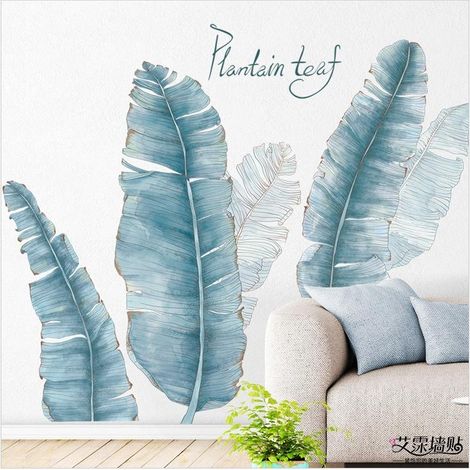 Stickers muraux décoratifs en forme de feuille de bananier pour chambre à coucher - Papier peint (1/4)
