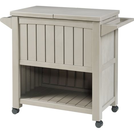 Carrito de servicio mueble de almacenaje para cocina y salón con nevera 102 x 47 x 87 cm aspecto madera beige 030009220 (1/5)