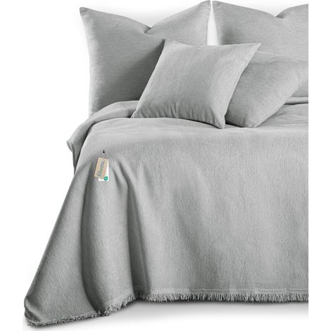 Couvre-lit Filumi talo à franges gris clair 230x260 (1/5)