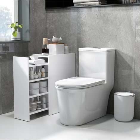 Armario de baño estrecho blanco con cajón y 3 compartimentos, 47 x 25 x 66,5 cm, OKWISH (1/5)