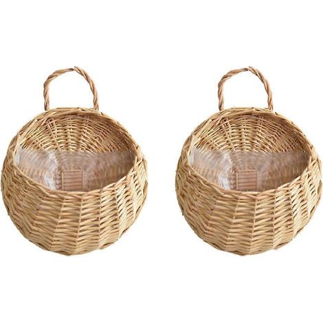 Wandblumenkorb aus Naturweide, Blumentopf, Rattanvase, gelb (1/5)