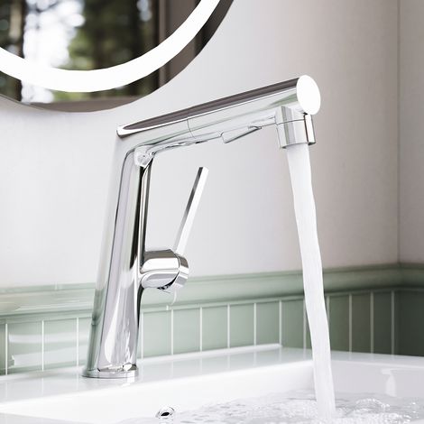 SONNI Verchromte Waschtischarmatur, Drei Wasserauslassmodi, Dualer Wasserflussmodus, Mit automatischer Rückziehfunktion durch Schwerkraft (1/5)