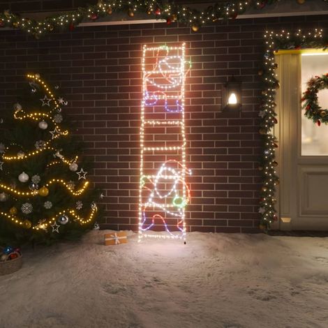 LED-Silhouette Weihnachtsmann auf Leiter 552 LEDs 50x200 cm