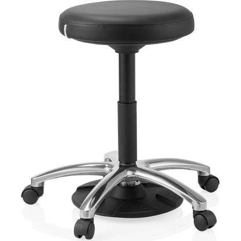 Tabouret / Tabouret Pivotant / Chaise de Travail Operator Step Similicuir Noir hjh OFFICE (1/5)
