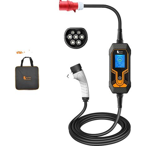Cargador portátil para vehículos eléctricos, 11 kW de potencia, alta compatibilidad, 11 kW 16 A trifásico, sin enchufe. (1/2)