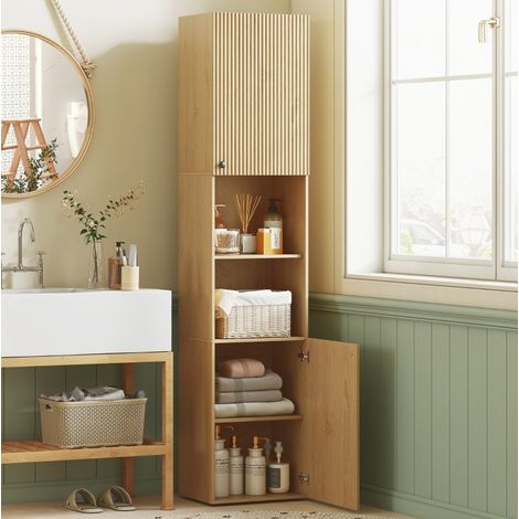 Mobile alto da bagno 40 x 31 x 182 cm, 2 ante, ripiani aperti HAVRYA (1/5)