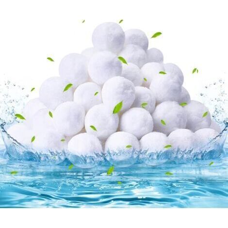 Balle filtrante Piscine 500g, remplace 28 kg de Sable filtrant, Boules filtrantes réutilisables, Boules filtrantes pour piscines, Aquariums, Convient à Divers Systèmes de Filtration, Blanc (1/5)