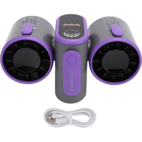 Ortviai Ventilateur Portable à Ceinture Double Tête avec Lampe d'Urgence, Batterie 8000 mAh, Gris Foncé (1/5)