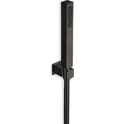 KIT SUPPORT CARRE + DOUCHETTE CARRE CHROME NOIR BROSSE - CRISTINA ONDYNA PD64675