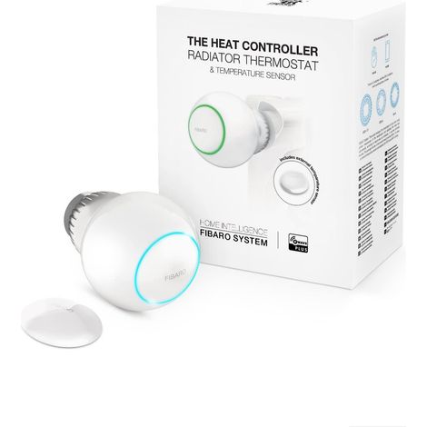 FIBARO Heat Controller Starter Pack Tête de Thermostat avec Sonde de Température, Blanc (1/4)