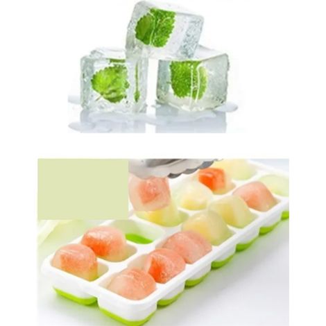 Lot de 4 bacs à glaçons à intérieur brillant, empilables, faciles à utiliser, parfaits pour les fêtes et autres célébrations, verts (1/5)
