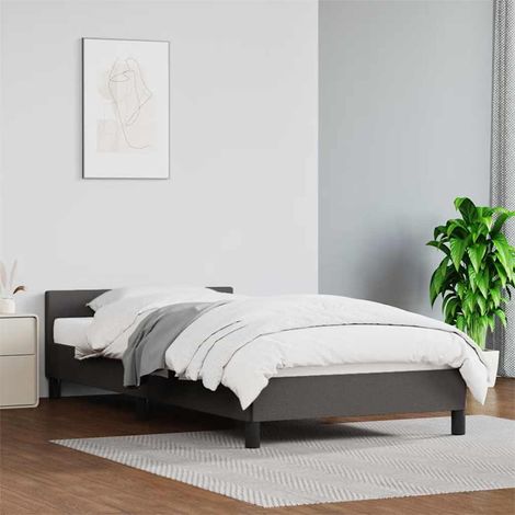 Cadre de lit avec tête de lit sans matelas gris 90x190 cm (1/5)