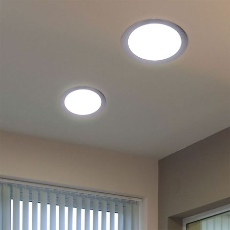 LED Einbaustrahler Deckenlampe Küchenleuchte Einbauspot chrom Deckenleuchte rund, 6W 500lm warmweiß, DxH 8,5x1,5 cm 2er Set