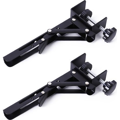 Lot de 2 Extension Bureau, 25,4cm Bureau étendu en Acier Inoxydable Plateau de Clavier Pliables Support D'étagères de Clavier Pinces en C Réglables Rallonge Table Pliable Pour Table DIY Bureau (1/5)