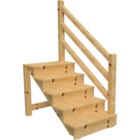 Außentreppe VENEZIA mit Treppengeländer rechts, 5 Stufen, H88cm B120cm, mit Setzstufen