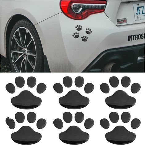 Lntyq 6-teiliger Auto-Dekorationsaufkleber mit Hundepfotenabdruck, Bärentatzen-Aufkleber für Fahrzeuge, 3D-Tierpfotenform-Aufkleber für Autofenster (Schwarz) (1/4)