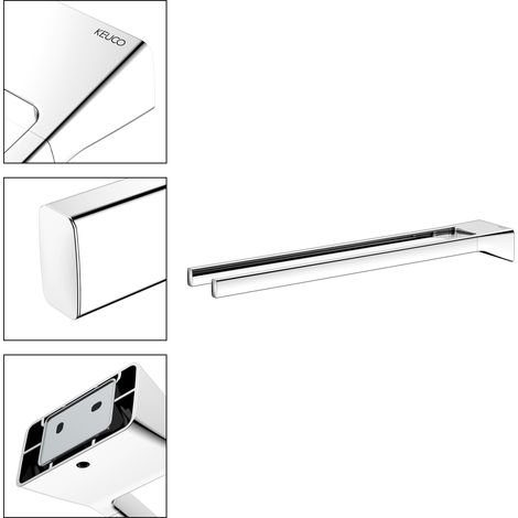 Porte-serviettes KEUCO Rose à coller ou à percer, made in Germany, en métal, chrome poli, largeur 45 cm, kit de collage inclus, pour salle de bains ou WC, fixation murale (1/5)