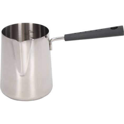 Pichet à mousser le lait en acier inoxydable 304, 600 ml, long manche, bec pointu, idéal pour le latte art, avec balance. (1/5)
