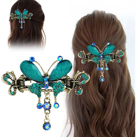 Épingles à cheveux vintage papillon, alliage métal ajouré, pinces à cheveux pour femmes et filles, accessoires cheveux élégants (1/5)