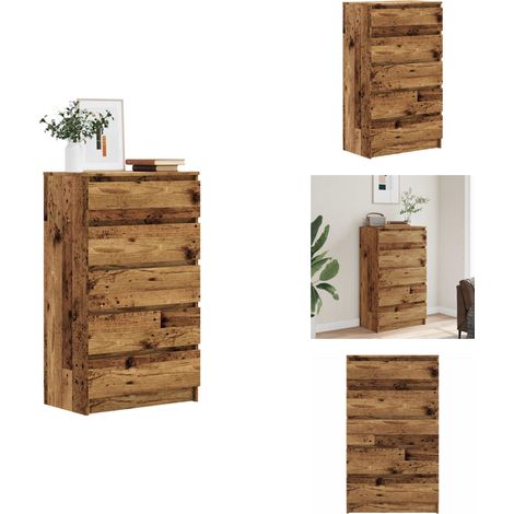 Schubladenschrank Altholz-Optik 60x36x103 cm Holzwerkstoff - Schubladenschrank - Schubladenschränke - Schubladenkommode - Sideboard Mit Schubladen (1/5)