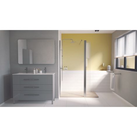 ONDEE - Deflector 40cm - Para fijar en mamparas 8mm - Vidrio templado - Transparente - Cromado (1/5)