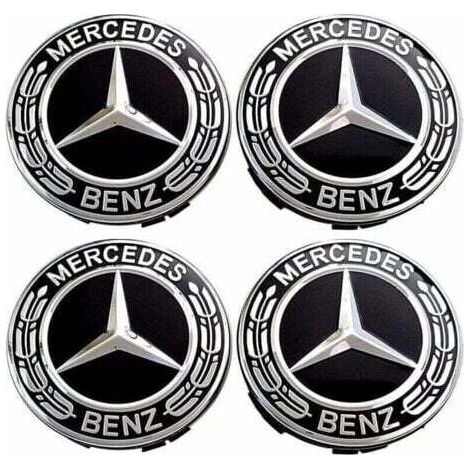 4 pièces Cache Moyeux Compatible with Mercedes Benz 75mm Cache de Roue Centrale ABS Accessoires de Voiture, (1/5)