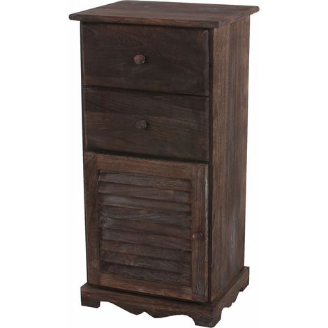 [NON UTILIZZATO] Comodino cassettiera shabby vintage legno paulonia cassetti sportello 32x40x81cm marrone