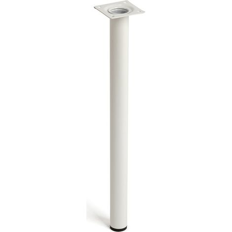 Pata de acero cilíndrica con una altura de 400 mm y acabada en blanco. Dimensiones: 30x30x400 mm -