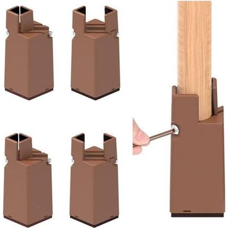 Rehausseurs de Meubles 4 Pcs. Rehausseurs de lit réglables avec Pince à vis. adaptant aux Pieds de Chaise carrés/Ronds d'un diam (1/5)