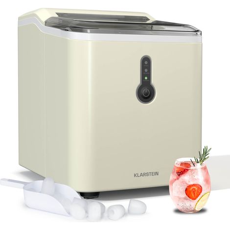Klarstein Ice Cube Maker Small - 12kg/24h, 8 min cycle, 1.5L water tank, LED indicators, portable, transparent lid, incl. scoop - ice cube maker for parties