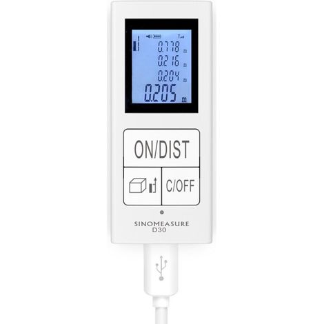 Infrarot-Entfernungsmesser, Messgerät, hochpräziser tragbarer Laser-Volumenmesser, elektronischer Laser-Lineal für Rauminstrumente, USB-Ladefunktion, 30 m (1/4)