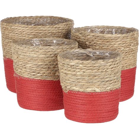 Mica Übertopf Korb Rachel Ø 21 x 21 cm Seegras rot Topf