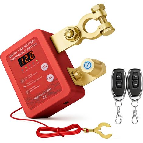 Separador de batería inalámbrico de 12 V con apagado automático - Con control remoto - Batería de 12 V - Con interruptor inalámbrico - Para coche y motocicleta