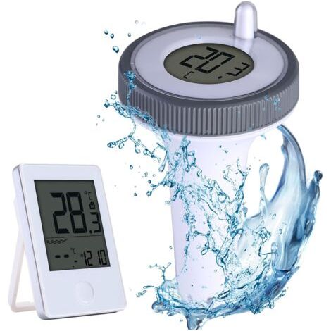 Thermomètre Piscine Flottant sans Fil Radio, Thermomètre de Température d'Eau Electronique avec Récepteur Numérique, Ecran LCD pour Aquarium, Spa, Étang à Poissons (1/5)