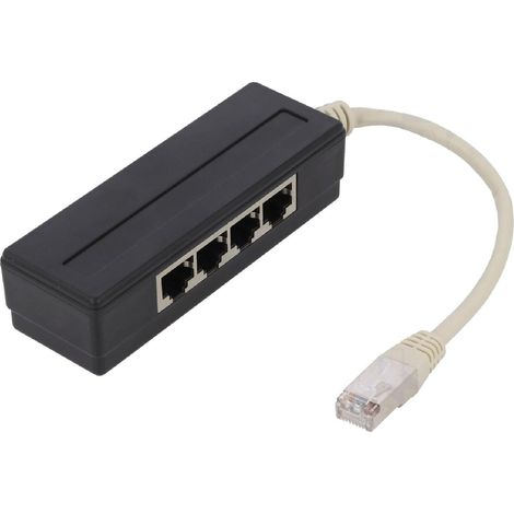 Repartiteur Modulaire RJ45 1 entree 4 sorties - Noir