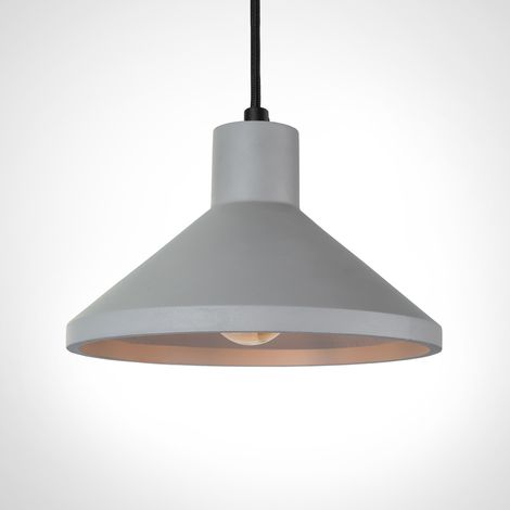 Paco Home Luminaire à suspension , E27, luminaire pour séjour, salle à manger, cuisine, réglable en hauteur  Béton Gris,  Sans ampoules