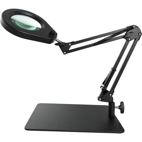 Lampe Loupe avec Support et Pince, Loupe 5X, LED à Intensité Variable et Double Support, pour Tâches de Précision (1/5)