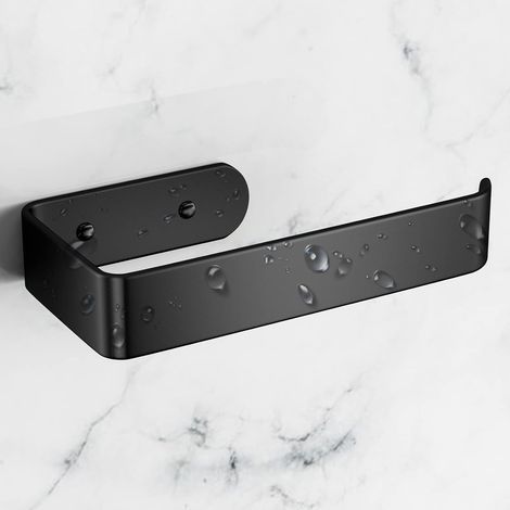 15.5 cm wall-mounted toilet paper holder in black and matt aluminium, drilled holes with fixing screws, bathroom dispenser