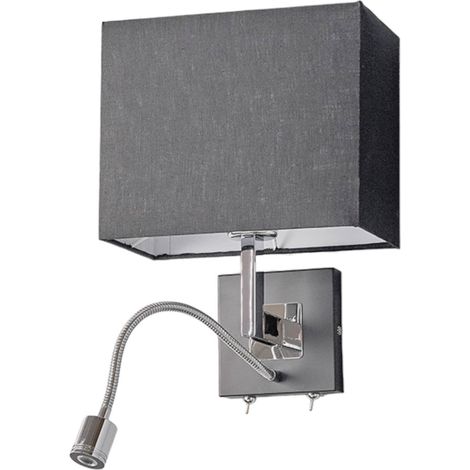 Lucande Lámpara de pared 'Rebekka' en Negro Textura, Tela, Tejido, Seda