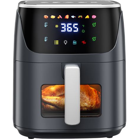 Friteuse à air sans huile 7.5 L, Air Fryer 1500 W, 8 préprogrammes avec Fenêtre Transparente , Écran Tactile LED, Max 200°C