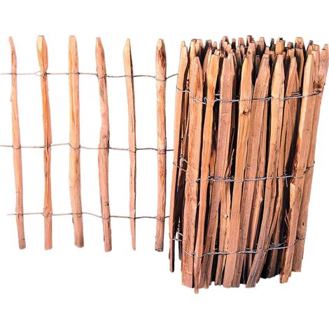 Staketenzaun 1,2x10m Gartenzaun Holzzaun Gartenteichzaun Rollzaun Haselnuss Zaun (1/4)