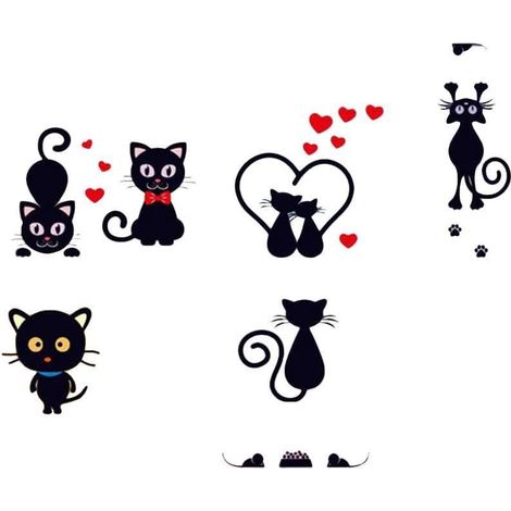 Autocollant Interrupteur de lumière - Sticker Mural Chat Mignon de Bande dessinée, décalcomanies Amovibles, 10 pièces pour Enfants Chambre décor (1/5)