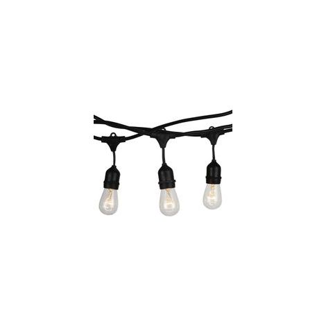 Guirlande lumineuse d'extérieur 15 mètres – 15 douilles E27 – Câble caoutchouc noir – Protection IP54 pour usage extérieur abrité (1/5)