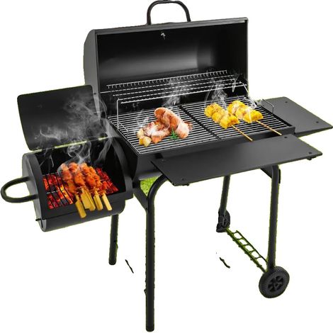 Gril à charbon portable, design autoportant, grande surface de cuisson, noir (1/2)