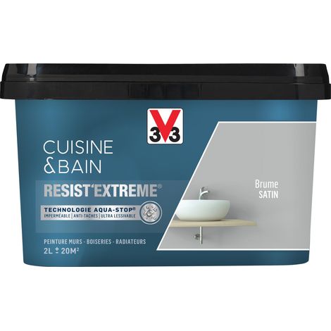 Peinture multi-supports monocouche Cuisine & Bain Resist'Extrême® V33 Brume satin 2L