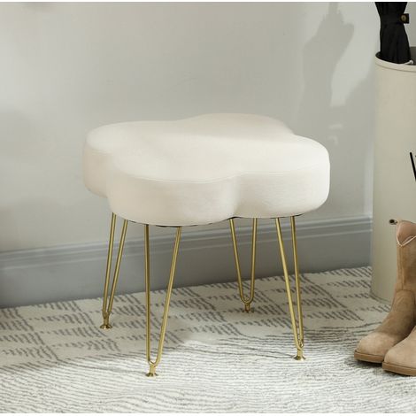 Fußhocker 41x41x40 cm Creme mit 10 cm Kissen, Stahlbeine, Polyestergewebe MEUBLIV (1/5)