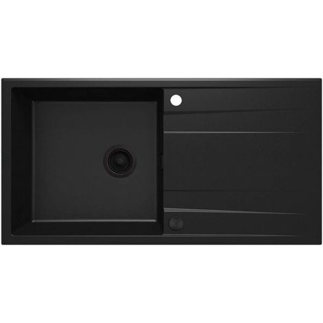 Lavello cucina in granito con 1 vasca e gocciolatoio 100x52 cm nero - Lyra