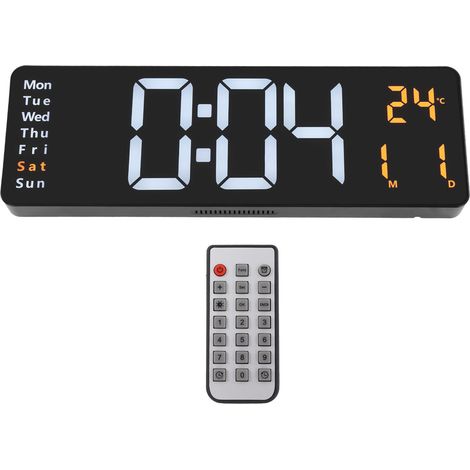 Horloge numérique LED murale grand écran avec télécommande, luminosité réglable sur 10 niveaux, affichage de la date et de la température (1/5)