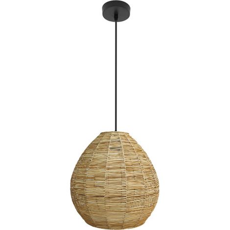 Vitox Pendelleuchte Schwarz/Naturpflanzlich Marine 1xE27 (4585xØ35x35cm)