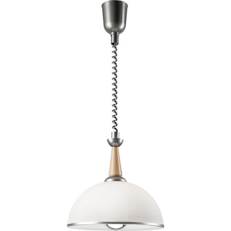 Suspension réglable en hauteur 1 ampoule E27/60 W/230 V hêtre argenté, beige (1/2)